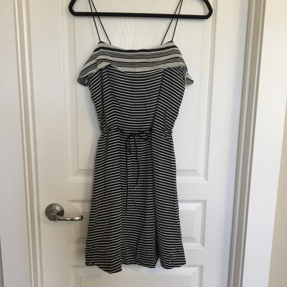 Madewell silk tie front striped dress - size 4